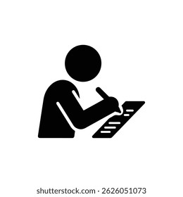 Black Student Writing on Notepad Icon