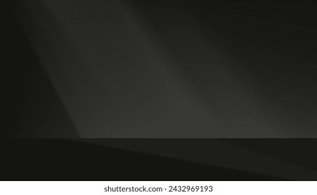 Schwarzes Studio Hintergrund Beton Wandraum mit Licht, Schatten auf Podium Display für Produkt vorhanden, Hintergrund Dunkelgraue Zementwand mit Spotlight