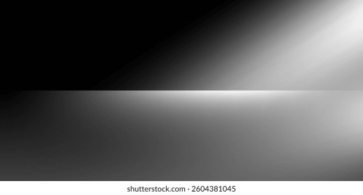 Black studio background with lights shining on the floor, black wall room with spotlights, edited illustration used for product display.