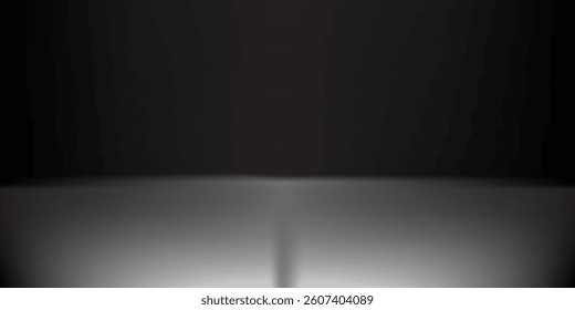 Black studio background with lights shining on the floor, black wall room with spotlights style, edited illustration used for product display