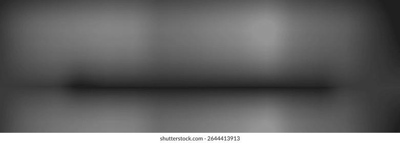 Fondo negro del estudio con las luces que brillan en el piso, sitio negro de la pared con los proyectores, ilustración editada usada para la exhibición del producto