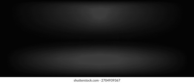 Fondo de estudio negro con luces que brillan en el piso, sala de pared negra con focos, ilustración editada utilizada para la exhibición del producto.

