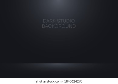 Black studio background. Realistic empty dark studio room. Background for product display show or place for presentation. Vector.