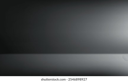 Fondo de estudio negro. Espacio para la venta de productos en el Sitio web. Fondo negro Habitación vacía Estudio con mesa. Ilustración vectorial.