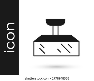 Black Studio light bulb in softbox icon isolated on white background. Shadow reflection design.  Vector