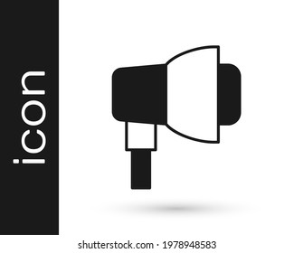 Black Studio light bulb in softbox icon isolated on white background. Shadow reflection design.  Vector