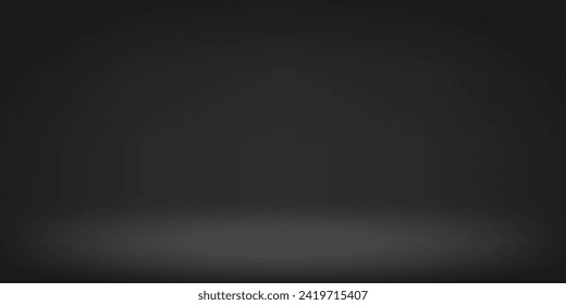 Black studio room. Abstract gradient black. Template mock up for display of product. Vector illustration.