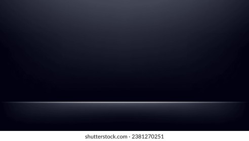 Black studio room background. Wall Cement Display Room. Abstract gradient black. Template mock up for display of product. Vector illustration.