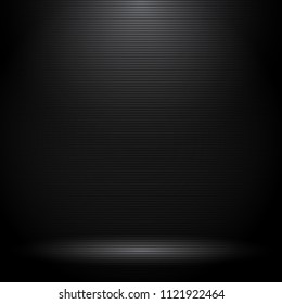 Black studio room with lighting effects and horizontal lines texture. You can use for background for display your products. Vector illustration