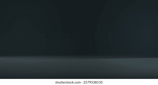 Black studio room. Limbo dark grey background. Abstract 3d backdrop for product presentation. Minimal wall scene. Showcase, promotion display.