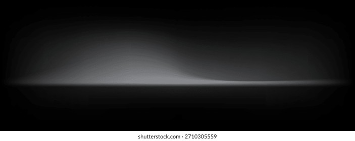 Schwarzes Studio. Limbo dunkelgrauer Scheinwerferhintergrund. Abstrakter 3D-Hintergrund für Produktpräsentation. Minimale Wandszene. Schaukasten, Promotion-Anzeige. Vektorstadium-Mustergrafik