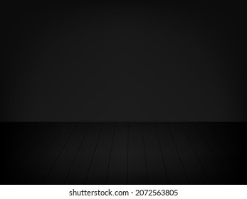Black studio wall and floor background. Black background with light effects