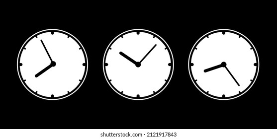 Iconos de reloj de estilo negro conjunto ilustración vectorial