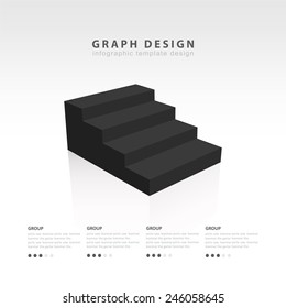 black style graph design 3d info graphic template stairs