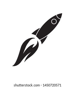 Black stylish rocket icon isolated on a white background