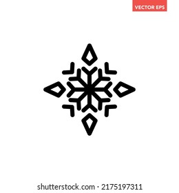 Black stylish snowflake line icon, simple  decor partten flat design vector pictogram, infographic vector for app logo web website card banner ui ux interface elements isolated on white background