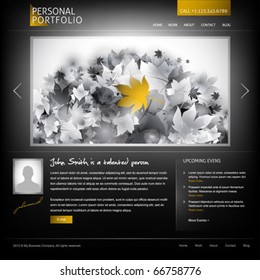 Black Stylish Website Template For Personal Portfolio - Perfect Layout For Photographers And Designers