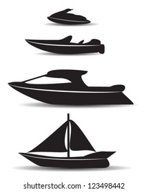 black stylized boat icons