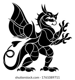 Elemento de diseño de dragón estilizado negro. Ilustración vectorial.