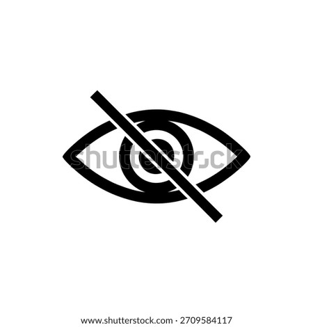 Black stylized eye icon with a diagonal line crossing through the pupil signifying no visibility or privacy