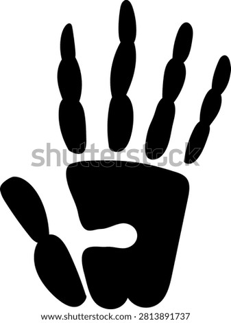 Black Stylized Handprint Silhouette Vector Icon, Human Palm Symbol
