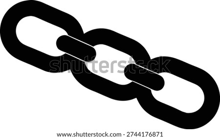 Black stylized icon depicting three interconnected chain links on a clean white background, symbolizing connection or strength.