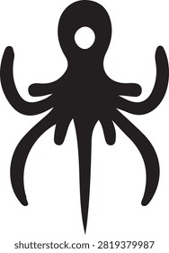 Black stylized octopus icon with eight arms