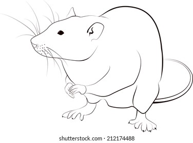 black stylized outline rat sketch on white background