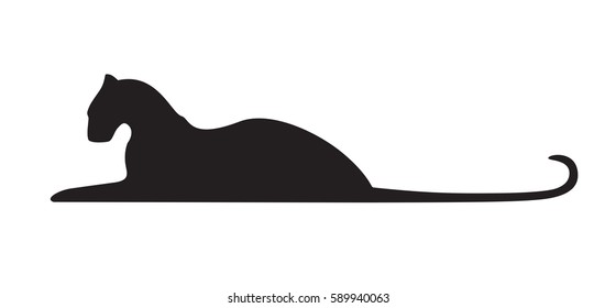 Black stylized silhouette of panther. Vector wildcat on white background.
