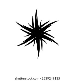 A black, stylized star with spiky, pointed lines.

