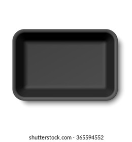 Black styrofoam food tray vector illustration