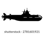 Black submarine silhouette vector Vector