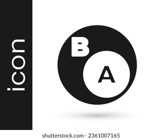 Black Subsets, mathematics, a is subset of b icon isolated on white background.  Vector