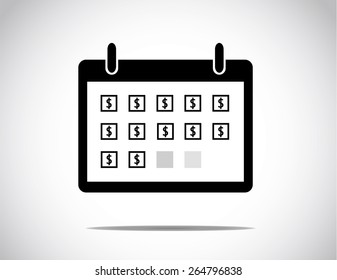 black successful business calendar month shown with everyday date blocks with a dollar sign in the middle of the box : business profit growth & success concept illustration