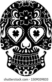 black sugar skull on white background