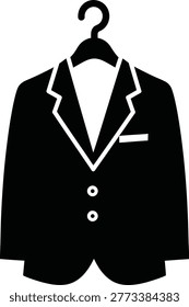 Black suit jacket icon on hanger