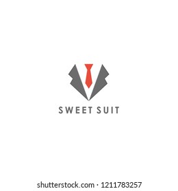 Black suit with red tie, simple logo design inspiration