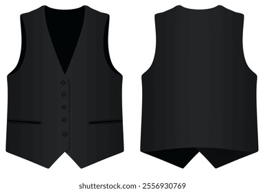 Black  suit vest. vector illustration