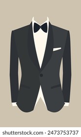 Black suit, white shirt and black ribbon, no face. Depicts a businessman in men's clothing.