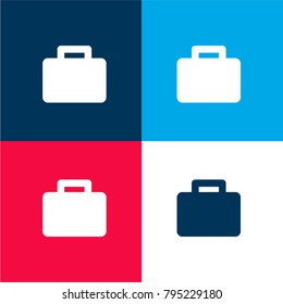 Black suitcase four color material and minimal icon logo set in red and blue