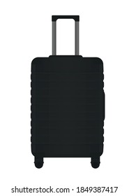 Black suitcase.  front view. vector illustration