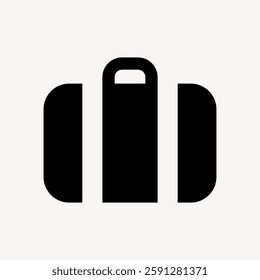 Black suitcase icon on a light background. Simple suitcase design. Travel suitcase symbol. Minimalist suitcase illustration.