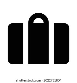 Black suitcase icon vector illustration isolated on white background. Silhouette of a travel luggage.
