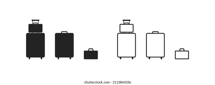 Icono de maleta negra. Símbolo vectorial Equipaje. Caso simple. Icono de línea Equipaje en fondo blanco. EPS10