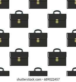 Black suitcase seamless pattern in cartoon style isolated on white background vector illustration for web