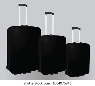 Black suitcase set. vector illustration