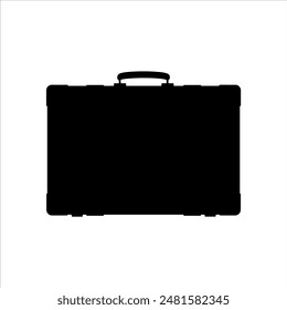Black suitcase vector silhouette isolated on white background. Black suitcase icon vector illustration design.