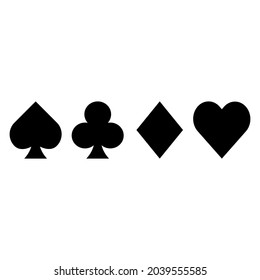 Black suits playing cards icon on white background. Royal suits playing cards icon. Playing card.