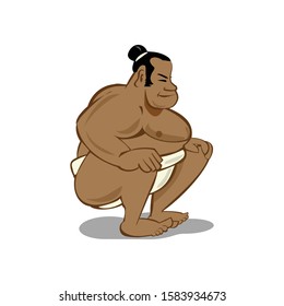 Black sumo wrestler doing poses
