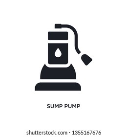 Black Sump Pump Isolated Vector Icon. Simple Element Illustration From Furniture And Household Concept Vector Icons. Sump Pump Editable Black Logo Symbol Design On White Background. Can Be Use For